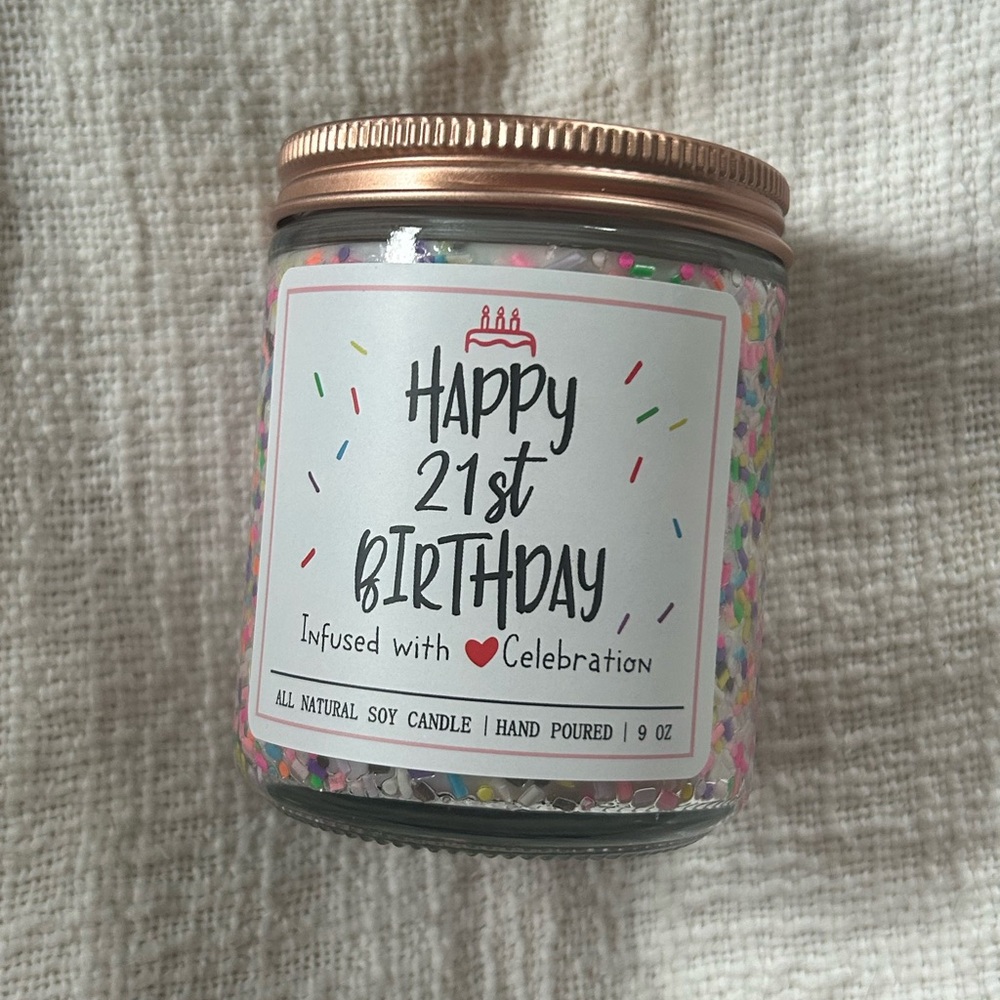 New Happy 21st Birthday Celebration Candle - Vanilla Scented